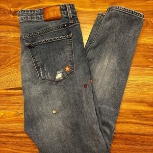 Lucky Brand Blue Skinny Jeans with Floral Accents